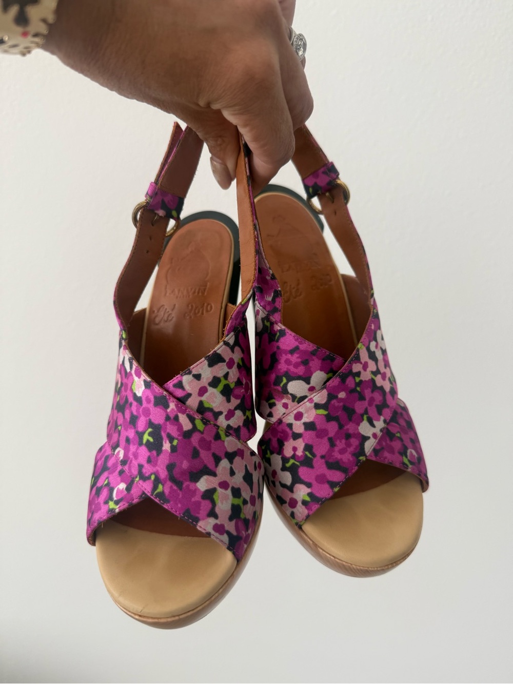Marni Pink Floral Slingback Wedge Mules